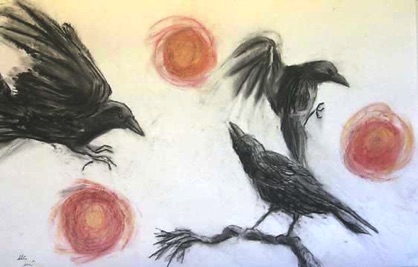 Three Ravens, Study for Scrolls
Charcoal, Conte Crayon - 18"x24"