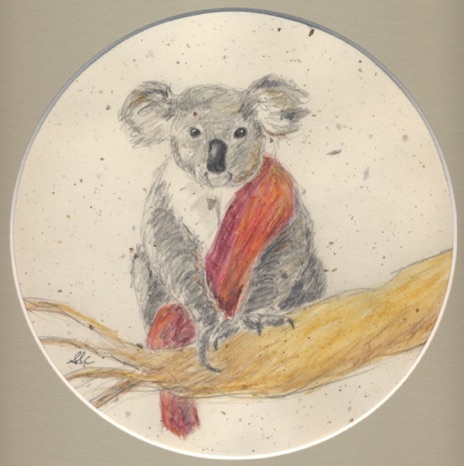 Koala Buddha 1
Paper, ink, watercolor pencils
12"x12" matted - 8" image