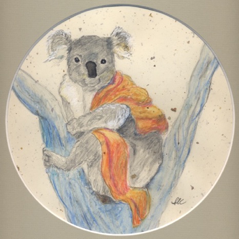Koala Buddha 3
Paper, ink, watercolor pencils
12"x12" matted - 8" image