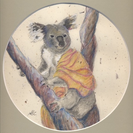 Koala Buddha 4
Paper, ink, watercolor pencils
12"x12" matted - 8" image