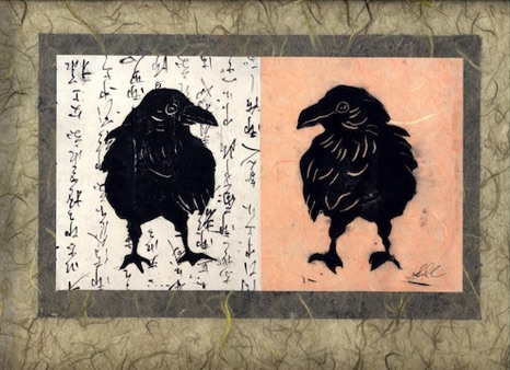 Pink/White Crows
Papers, Woodblock and Linocut
9"x13"